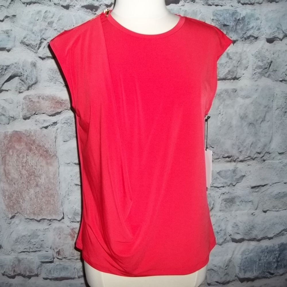 Ivanka Trump Sleeveless Side Zip Draped Women's Top-Large, New with Tags